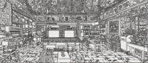 sistine chapel,escher,laboratory,pantry,engine room,pharmacy,apothecary,panoramical,kitchen shop,the boiler room,china cabinet,large space,panopticon,frame drawing,circuitry,cabinetry,interiors,pencils,computer room,hand-drawn illustration,Conceptual Art,Graffiti Art,Graffiti Art 11