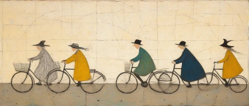velocipede,bicycles,rickshaw,bicycle ride,woman bicycle,cyclists,bicycling,group of birds,olle gill,bicycle,flock of birds,bikes,blue pushcart,transportation,bycicle,bicycle racing,artistic cycling,feathered race,penguin parade,bicycle riding,Art,Artistic Painting,Artistic Painting 49