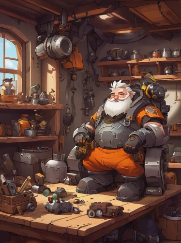 dwarf cookin,shopkeeper,merchant,tinsmith,gnomes at table,dwarf sundheim,dwarves,blacksmith,apothecary,dwarfs,dwarf,tavern,gunsmith,craftsman,watchmaker,vendor,gnome and roulette table,scandia gnome,scrap collector,geppetto,Illustration,Abstract Fantasy,Abstract Fantasy 02