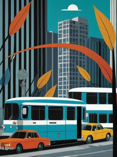 travel poster,city bus,trolleybuses,metropolises,são paulo,trolley bus,buses,transportation system,art deco,city scape,the transportation system,bus shelters,transport hub,tram,travel trailer poster,vector graphic,city tour,light rail,cities,street car,Illustration,Vector,Vector 13