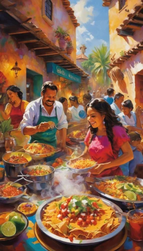 sicilian cuisine,paella,mexican culture,puerto rican cuisine,mexican tradition,mediterranean cuisine,mexican food,tex-mex food,chile and frijoles festival,latin american food,eritrean cuisine,mexican foods,punjabi cuisine,spanish cuisine,rajasthani cuisine,mediterranean food,cooking book cover,indian cuisine,cuban food,pakistani cuisine,Conceptual Art,Oil color,Oil Color 03