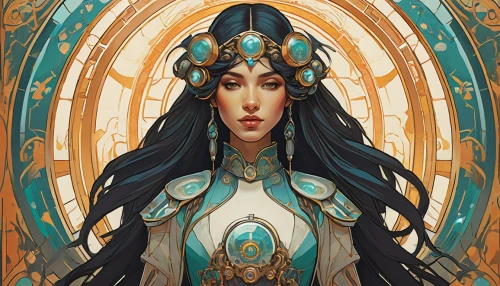 priestess,sorceress,elven,zodiac sign libra,art nouveau design,the enchantress,art nouveau,celtic queen,fantasy portrait,blue enchantress,monarch,goddess of justice,elven flower,golden wreath,artemisia,filigree,libra,athena,dryad,zodiac sign gemini,Illustration,Retro,Retro 03