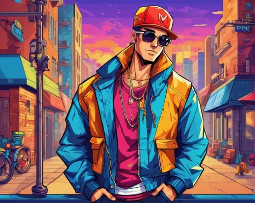 vector illustration,80s,game illustration,vector art,80's design,gangstar,90s,cg artwork,retro styled,bandana background,retro background,game art,portrait background,vector graphic,colorful city,dealer,fire background,man in pink,stylish boy,the style of the 80-ies,Unique,Pixel,Pixel 05