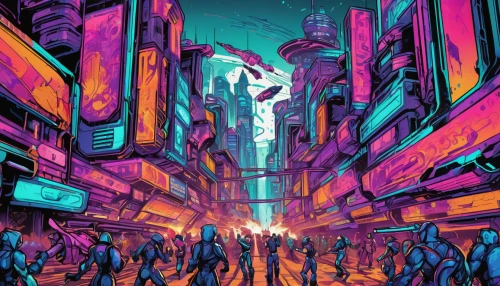 cyberpunk,sci fiction illustration,valerian,metropolis,tokyo city,shinjuku,fantasy city,scifi,sci - fi,sci-fi,dystopian,colorful city,dystopia,sci fi,futuristic landscape,tokyo,evangelion,hong kong,futuristic,kowloon,Conceptual Art,Fantasy,Fantasy 26