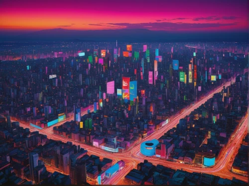 colorful city,tokyo city,tokyo,shanghai,chongqing,shinjuku,cityscape,taipei,fantasy city,nanjing,world digital painting,metropolis,taipei city,cyberpunk,futuristic landscape,city at night,evening city,hong kong,city lights,busan,Conceptual Art,Daily,Daily 26