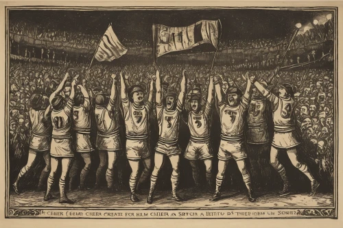 cheering,celts,australian rules football,sporting group,flags and pennants,athletics,traditional sport,non-sporting group,raised hands,the sports of the olympic,eight-man football,individual sports,volleyball team,soccer world cup 1954,rugby union,olympiaturm,sports game,team spirit,six-man football,wrestlers,Illustration,Black and White,Black and White 23