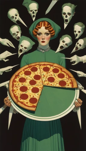 slices,pizza service,woman holding pie,the pizza,order pizza,slice,pizza supplier,pizza,diet icon,pizzeria,pizza box,sicilian pizza,quarter slice,hunger,gluttony,appetite,pizza topping,pizza cutter,slice of pizza,greed,Illustration,Retro,Retro 15