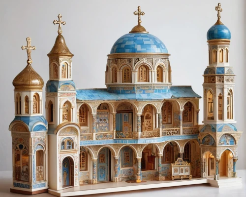 dolls houses,byzantine architecture,greek orthodox,orthodoxy,orthodox,tabernacle,archimandrite,wooden church,byzantine,saint isaac's cathedral,saint basil's cathedral,romanian orthodox,basil's cathedral,tsaritsyno,scale model,medieval architecture,benedictine,basilica,temple of christ the savior,model house,Illustration,Realistic Fantasy,Realistic Fantasy 43