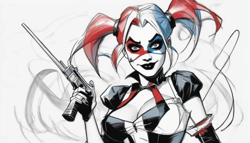 harley quinn,harley,harlequin,widow,queen of hearts,mystique,comic character,widow spider,horror clown,cruella de ville,joker,black widow,cruella,rockabella,caricaturist,trickster,clown,syndrome,comic characters,huntress,Illustration,Black and White,Black and White 08