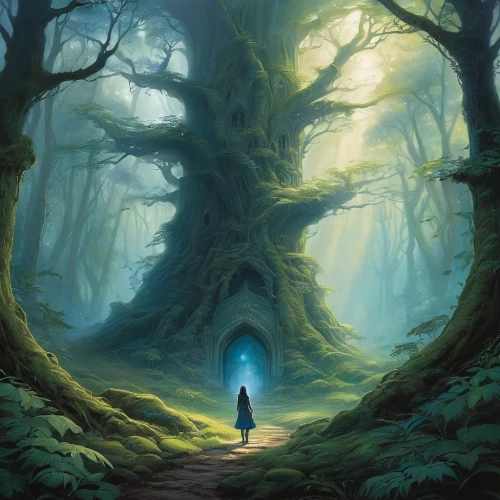 the mystical path,forest path,holy forest,hollow way,enchanted forest,the forest,elven forest,forest of dreams,haunted forest,fantasy picture,forest background,druid grove,the path,forest tree,world digital painting,forest landscape,forest road,forest walk,forest,old-growth forest,Conceptual Art,Fantasy,Fantasy 29