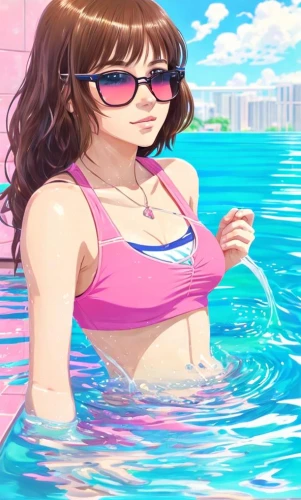 summer background,kawaii people swimming,summer floatation,swimsuit,summer swimsuit,swim,swim ring,swimming,beach background,bathing suit,pool water,swim suit,swimmer,mikuru asahina,tankini,one-piece swimsuit,summer icons,female swimmer,swimwear,water sports,Common,Common,Japanese Manga