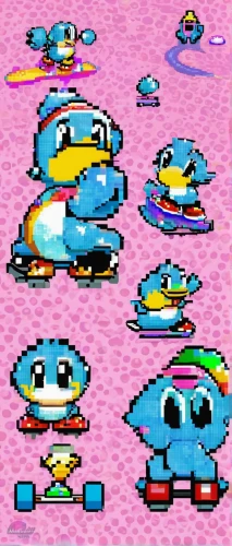fish collage,pixaba,rimy,pixel cells,kawaii frogs,turbografx-16,pixel art,snes,kirby,8bit,space ships,water turtle,pacman,ufos,pac-man,computer graphics,pedal boats,ufo,swimming machine,kawaii frog,Unique,Pixel,Pixel 02