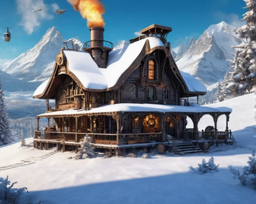 winter house,winter village,snow house,snowhotel,the cabin in the mountains,alpine village,house in the mountains,mountain settlement,log cabin,chalet,mountain hut,winter background,crispy house,nordic christmas,advent market,house in mountains,christmas trailer,northrend,mountain huts,log home,Conceptual Art,Fantasy,Fantasy 25