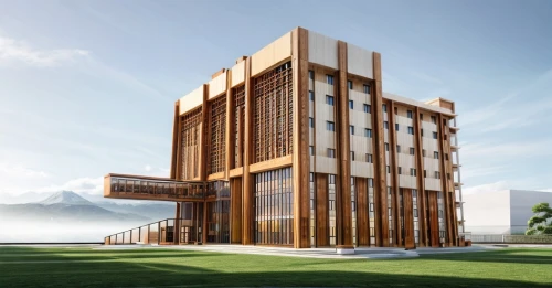 wooden facade,eco-construction,new building,modern building,building honeycomb,biotechnology research institute,3d rendering,eco hotel,office building,modern architecture,wooden construction,solar cell base,corten steel,archidaily,school design,modern office,sochi,kirrarchitecture,glass facade,build by mirza golam pir,Architecture,Campus Building,Japanese Traditional,Sukiya-zukuri