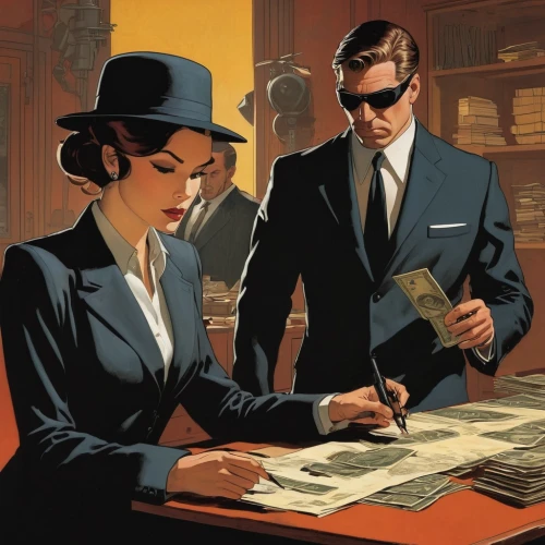 clue and white,spy visual,mobster couple,spy,secret agent,vintage illustration,mafia,business women,concierge,vintage man and woman,spy-glass,roaring twenties couple,inspector,agent,bank teller,businesswomen,receptionists,detective,private investigator,business icons,Conceptual Art,Daily,Daily 08