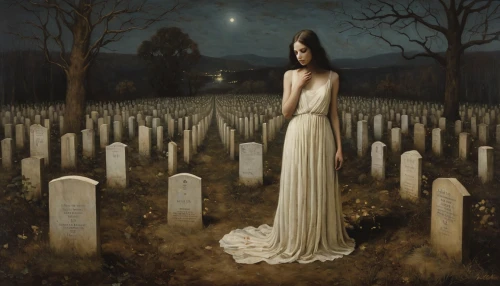 burial ground,dead bride,cemetery,of mourning,forest cemetery,australian cemetery,gravestones,dance of death,cemetary,resting place,lover's grief,grave stones,funeral,the fallen,graveyard,necropolis,grave light,magnolia cemetery,tombstones,mourning,Illustration,Realistic Fantasy,Realistic Fantasy 09