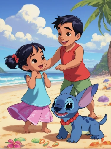 lilo,stitch,aladha,aladin,cute cartoon image,cute cartoon character,aladdin,disney,disney character,children's background,childhood friends,caper family,mowgli,luau,animated cartoon,happy family,miño,lindos,girl and boy outdoor,hula,Photography,Fashion Photography,Fashion Photography 17