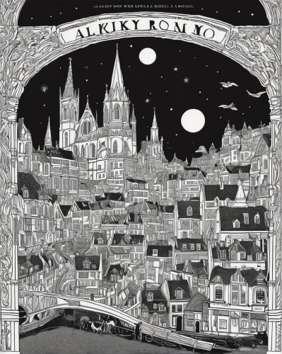 mystery book cover,hogwarts,book cover,fantasy city,book illustration,cover,black city,city cities,bookplate,luna park,a collection of short stories for children,hand-drawn illustration,york,fairy tales,fitzroy,fairytales,city in flames,cd cover,the carnival of venice,the postcard,Illustration,Black and White,Black and White 20