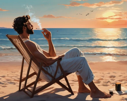 world digital painting,dream beach,pipe smoking,smoker,relaxm,enjoyment of life,digital painting,man at the sea,summer feeling,smoking man,idyllic,relax,summer background,beach background,art painting,relaxation,costa,smoke art,summer day,summer evening,Art,Classical Oil Painting,Classical Oil Painting 02