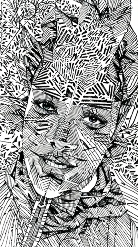 comic halftone woman,pen drawing,squared paper,woman's face,distorted,zentangle,head woman,roy lichtenstein,crumpled paper,pencil art,face portrait,woman face,comic halftone,crosshatch,pointillism,pencil and paper,mono line art,digiart,scribble lines,wireframe,Design Sketch,Design Sketch,None