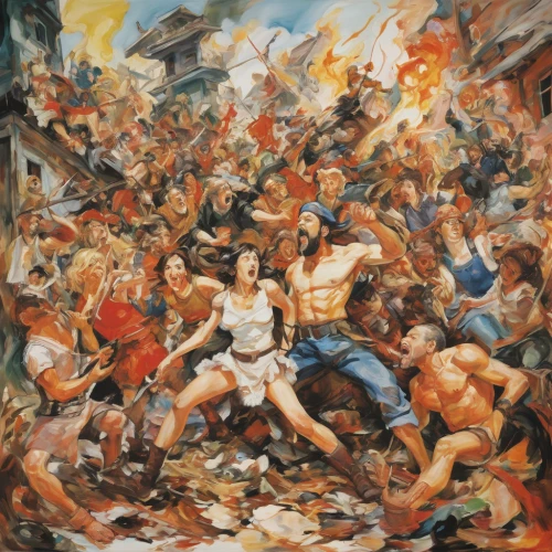 iwo jima,war,assault,fighter destruction,dante's inferno,barbarian,warsaw uprising,the war,sparta,khokhloma painting,hunting scene,samaritan,battle,apocalypse,day of the victory,the conflagration,inferno,historical battle,demolition,fire background,Conceptual Art,Oil color,Oil Color 18