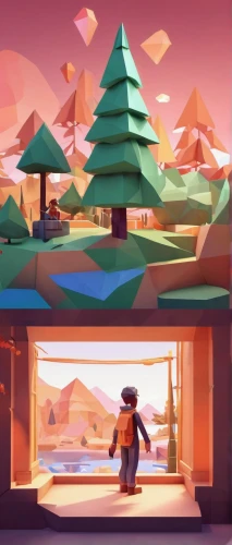 low poly,pines,low-poly,river pines,backgrounds,roofs,red place,bird kingdom,cartoon forest,wander,roof landscape,concept art,virtual landscape,digital nomads,places,cartoon video game background,polygonal,traveler,lonely house,cubes,Unique,3D,Low Poly