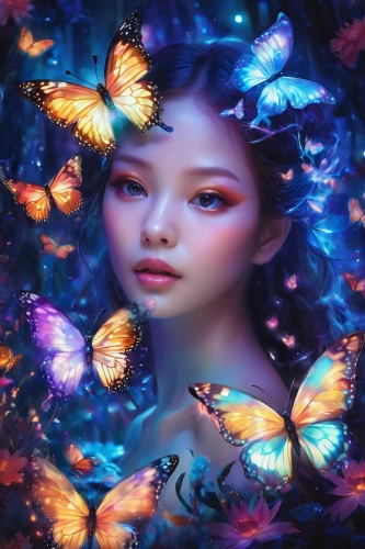 butterfly background,ulysses butterfly,faerie,butterflies,butterfly isolated,faery,julia butterfly,aurora butterfly,butterfly lilac,isolated butterfly,blue butterflies,vanessa (butterfly),butterfly,fantasy portrait,blue butterfly background,little girl fairy,butterfly floral,fantasy picture,passion butterfly,cupido (butterfly),Illustration,Realistic Fantasy,Realistic Fantasy 37