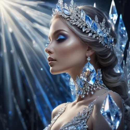 the snow queen,ice queen,diadem,fairy queen,ice princess,queen of the night,blue enchantress,silvery blue,princess crown,imperial crown,white rose snow queen,fantasy picture,crown render,fantasy art,fantasy portrait,fantasy woman,faery,bridal accessory,crowned,cinderella,Photography,Artistic Photography,Artistic Photography 15