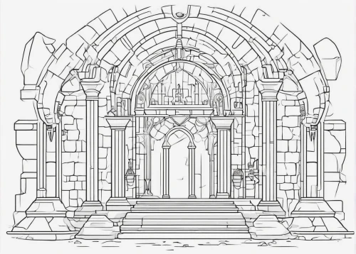 coloring page,portal,coloring pages,pointed arch,triumphal arch,art nouveau design,gothic architecture,line-art,round arch,buttress,medieval architecture,romanesque,church door,line drawing,sepulchre,three centered arch,frame border illustration,byzantine architecture,art nouveau,archway,Illustration,Black and White,Black and White 04