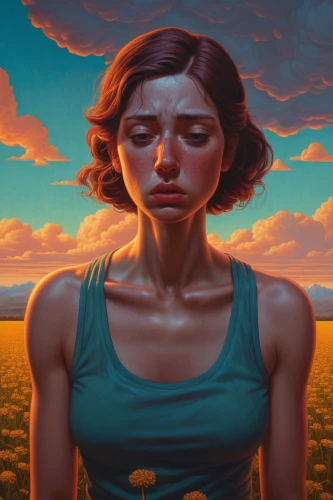 sci fiction illustration,rosa ' amber cover,woman thinking,world digital painting,depressed woman,fantasy portrait,mystical portrait of a girl,the girl's face,digital painting,worried girl,game illustration,girl in a long,transistor,woman face,girl lying on the grass,surrealism,free land-rose,prairie,girl portrait,sorrow,Conceptual Art,Daily,Daily 25