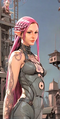 muscle woman,she,fallout4,cyberpunk,poison,violet head elf,cyborg,tattoo girl,streampunk,hip rose,motorboats,rockabella,sky rose,pink double,the sea maid,fatayer,louise,marina,harley,silphie