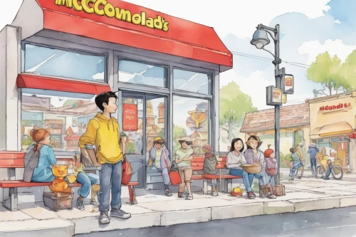 canada cad,moc chau hill,fast food restaurant,colored pencil background,mcgriddles,oakville,mcdonald's,mcdonalds,canadas,mcdonald,bk chicken nuggets,store fronts,pencil color,grilled food sketches,concept art,fast-food,ottawa,roumbaler,color pencils,canada,Illustration,Paper based,Paper Based 07