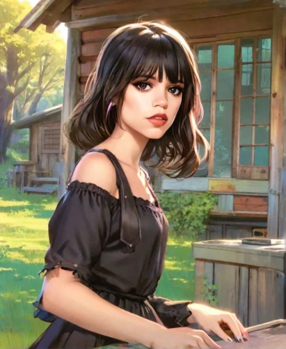 rosa ' amber cover,fantasy portrait,vanessa (butterfly),game illustration,digital painting,world digital painting,cg artwork,pianist,girl in the garden,romantic portrait,painting,portrait background,artist portrait,rockabella,girl studying,photo painting,bangs,girl portrait,painting technique,fantasy art