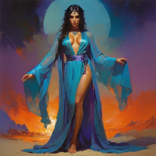 sorceress,blue enchantress,fantasy woman,priestess,fantasy art,goddess of justice,fantasy picture,zodiac sign libra,the enchantress,heroic fantasy,fantasy portrait,blue moon,queen of the night,lady of the night,shamanic,merfolk,artemisia,shamanism,warrior woman,cybele,Conceptual Art,Sci-Fi,Sci-Fi 22
