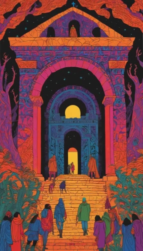 temples,pompeii,travel poster,jaipur,ramayana festival,ancient parade,ramayana,rajasthan,shirakami-sanchi,yucatan,portal,buddhist hell,antigua guatemala,diwali,palace of knossos,nepali npr,nepal,cool woodblock images,vittoriano,hinduism,Conceptual Art,Oil color,Oil Color 14