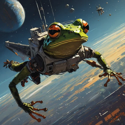 wallace's flying frog,sci fiction illustration,running frog,frog background,terrapin,cg artwork,frog through,sci fi,giant frog,bullfrog,grasshopper,man frog,locust,frog man,sci-fi,sci - fi,amphibian,bufo,mantis,tree frogs,Conceptual Art,Sci-Fi,Sci-Fi 01