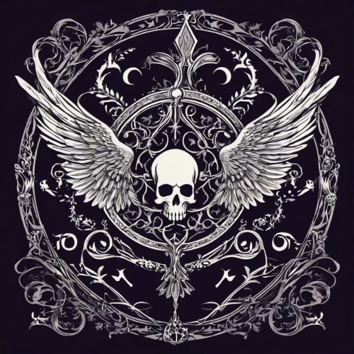 pentacle,skull and crossbones,skull and cross bones,compass rose,emblem,death angel,caduceus,skull bones,wind rose,jolly roger,skulls and,witches pentagram,pentagram,angel of death,memento mori,steam icon,bandana background,heraldic,cross bones,freemason,Illustration,Realistic Fantasy,Realistic Fantasy 46