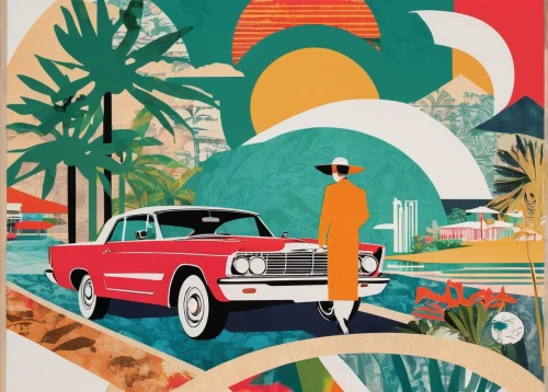 classic car and palm trees,travel poster,havana,travel trailer poster,acapulco,cuba,varadero,miami,cuba havana,guam,cadillac de ville series,cuba background,edsel bermuda,gulf,automobiles,vintage illustration,girl and car,dhabi,car rental,retro automobile,Unique,Paper Cuts,Paper Cuts 07