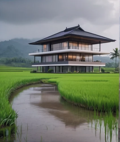 rice cultivation,the rice field,ricefield,rice paddies,asian architecture,rice fields,feng shui golf course,rice field,paddy field,house by the water,stilt house,japanese architecture,yamada's rice fields,house with lake,stilt houses,beautiful home,eco hotel,tropical house,rice terrace,vietnam,Photography,General,Natural