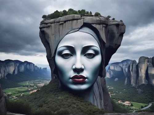 mother earth statue,photoshop manipulation,photo manipulation,photoshop creativity,poseidon god face,mother earth,image manipulation,photomanipulation,world digital painting,photomontage,rock face,rockface,photoshop school,art forms in nature,mystique,fantasy art,mother nature,the spirit of the mountains,surrealism,woman face,Conceptual Art,Daily,Daily 14