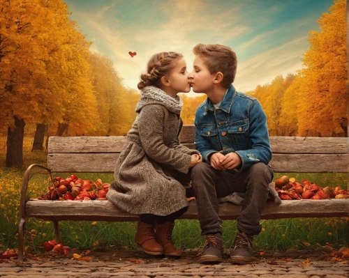 vintage boy and girl,first kiss,girl and boy outdoor,little boy and girl,autumn background,romantic scene,romantic portrait,boy kisses girl,boy and girl,young couple,love in air,tenderness,kissing,autumn idyll,cheek kissing,autumn theme,autumn photo session,girl kiss,amorous,love couple,Photography,Documentary Photography,Documentary Photography 32