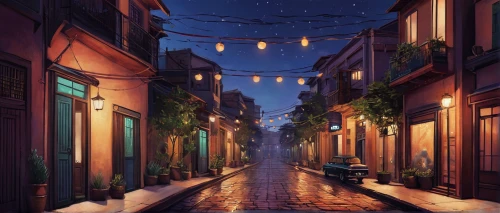 rome night,alleyway,alley,night scene,rome at night,french digital background,narrow street,riad,lanterns,evening atmosphere,street lamps,dusk background,street lights,violet evergarden,old linden alley,romantic night,the cobbled streets,nightscape,at night,backgrounds,Illustration,Abstract Fantasy,Abstract Fantasy 02