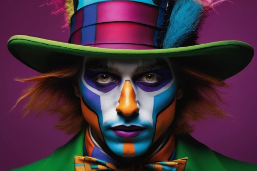 ringmaster,hatter,bodypainting,rodeo clown,harlequin,cirque du soleil,circus animal,circus,cirque,body painting,triggerfish-clown,neon body painting,great as a stilt performer,circus show,clown,magician,face paint,trickster,joker,scary clown,Art,Artistic Painting,Artistic Painting 34