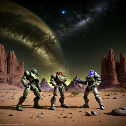 mission to mars,patrols,alien planet,storm troops,terraforming,guards of the canyon,pathfinders,digital compositing,space walk,planet alien sky,exoplanet,alien world,desert planet,asterales,tau,alien invasion,skirmish,diorama,binary system,extraterrestrial life
