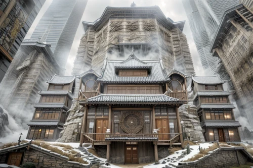 chinese architecture,asian architecture,dragon palace hotel,buddha tooth relic temple,chinese temple,japanese architecture,temple fade,ghost castle,shanghai,stone palace,snowhotel,chongqing,marble palace,ice castle,white temple,house of prayer,medieval architecture,winter house,beautiful buildings,grand master's palace