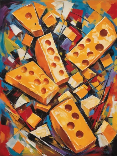 blocks of cheese,wheels of cheese,cheese slices,stravecchio-parmesan,cheese cubes,parmigiano-reggiano,cheeses,grana padano,cheese platter,pecorino romano,montgomery's cheddar,pecorino sardo,cheese plate,cheese wheel,cheese factory,el-trigal-manchego cheese,cheese slice,limburg cheese,gouda,cheese sales,Conceptual Art,Oil color,Oil Color 24