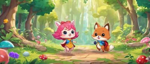 fairy forest,cartoon forest,forest walk,fairy world,spring background,cartoon video game background,children's background,child fox,forest background,april fools day background,garden-fox tail,fairy village,easter background,easter banner,happy children playing in the forest,forest glade,birthday banner background,fairytale forest,chestnut forest,springtime background,Illustration,Japanese style,Japanese Style 01
