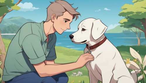 boy and dog,companion dog,scent hound,dog illustration,shepherd romance,my dog and i,puppy pet,canine,dog frame,loud crying,human and animal,oleander,dogbane family,adopt a pet,game illustration,outdoor dog,springtime background,great dane,doggy,gentle,Illustration,Japanese style,Japanese Style 07