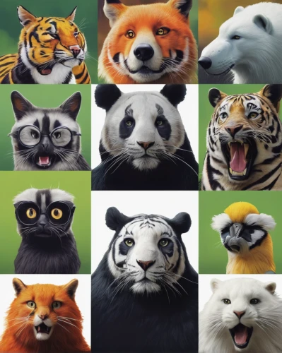 animal faces,animal stickers,animal icons,anthropomorphized animals,kawaii animals,forest animals,whimsical animals,animal animals,woodland animals,wild animals,cute animals,pandas,animal shapes,tigers,round kawaii animals,tropical animals,animal world,exotic animals,scandia animals,animal zoo,Conceptual Art,Daily,Daily 16