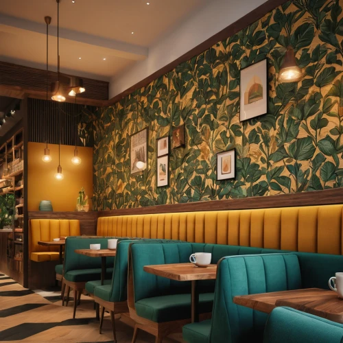 intensely green hornbeam wallpaper,new york restaurant,bistrot,patterned wood decoration,wine bar,bar stools,paris cafe,contemporary decor,damask background,interior decoration,interior decor,restaurant bern,parlour,fine dining restaurant,interiors,decor,modern decor,wall plaster,bistro,tiled wall,Photography,General,Natural